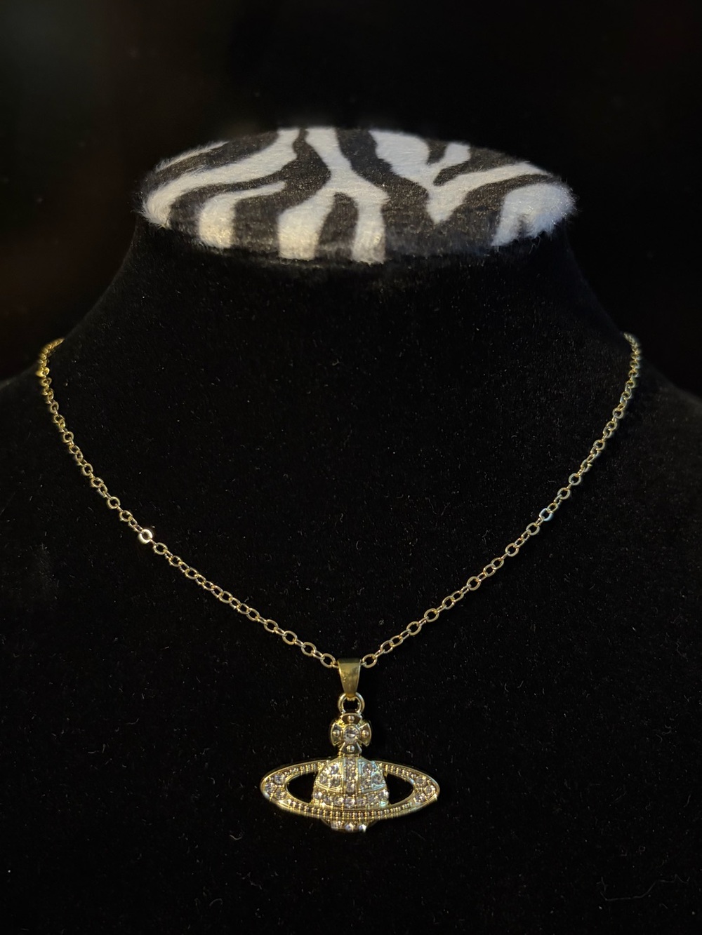 Vivienne Westwood Gold Crystal Orb Pendant Necklace Y2K Jewelry
